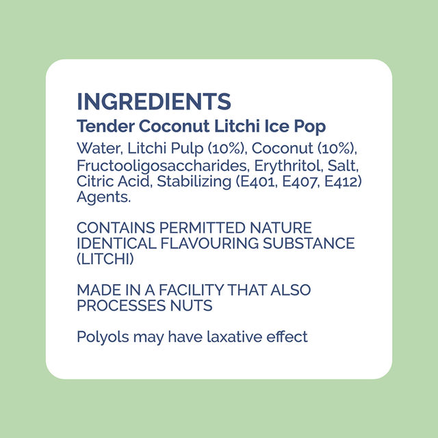 Get-A-Way Tender Coconut Litchi Ice Pop | Low Calorie | Zero Added Sugar