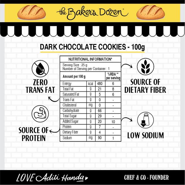 The Baker's Dozen Dark Chocolate Flavoured Biscuits | Artificial Flavour-free