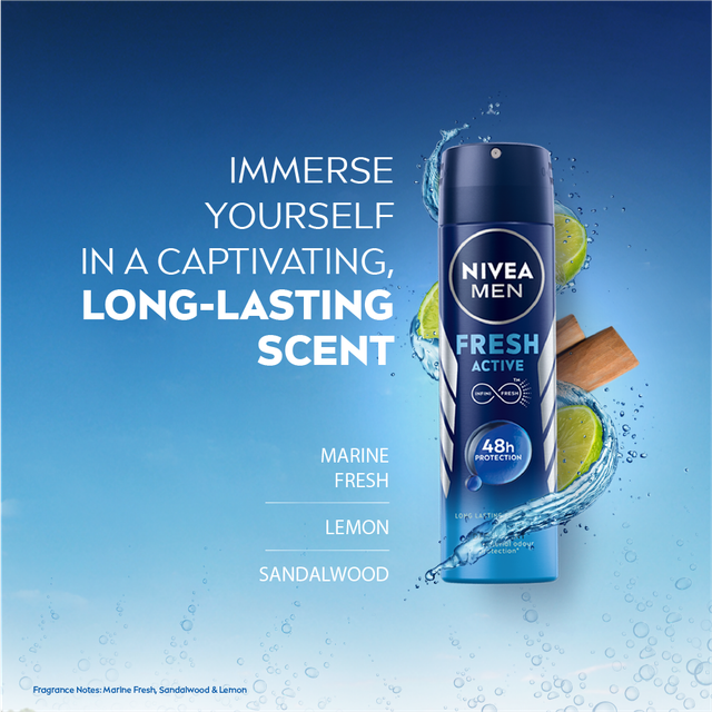 Nivea Men Deodorant Fresh Active 48h Long lasting Freshness 150 ml Combo