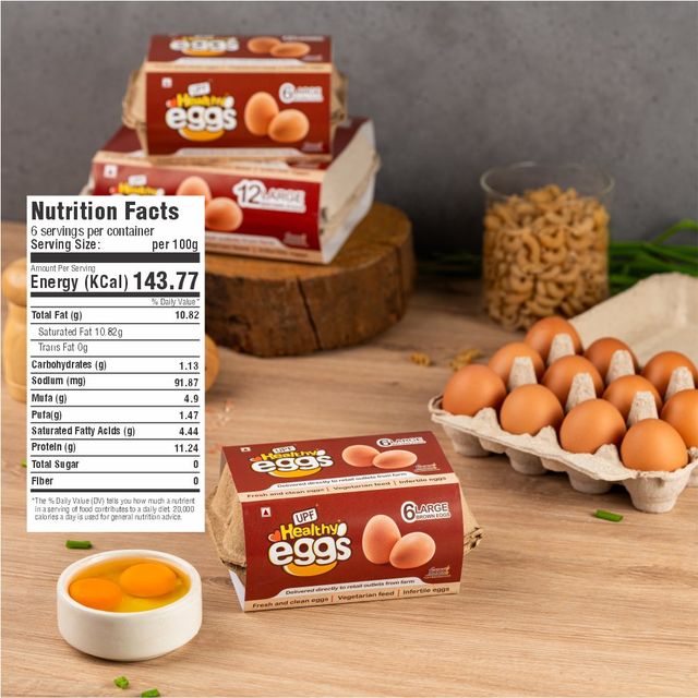 UPF Healthy Brown - Large Eggs, 6 Pieces | Protein Rich | Veg Feed | Infertile