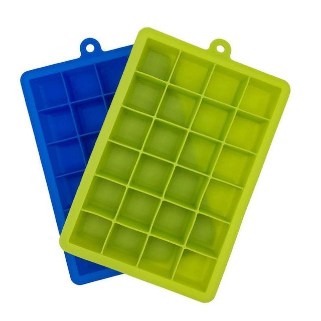 Saffron Silicone Regular 24 Cavity Ice Cube Tray | Pack of 2 1 pc X 2 Combo