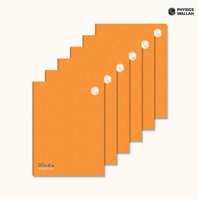PW Doodle Notebook | 160 pgs | 5 Line with Gap, 4 Line with Gap & 1 cm Square | Set of 6 | Orange