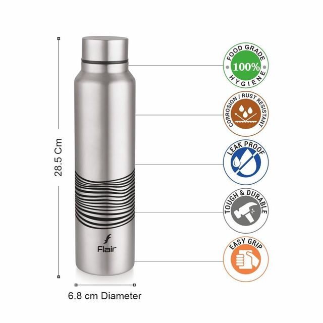Flair O2 2A Stainless Steel Water Bottle 970 ml - Silver
