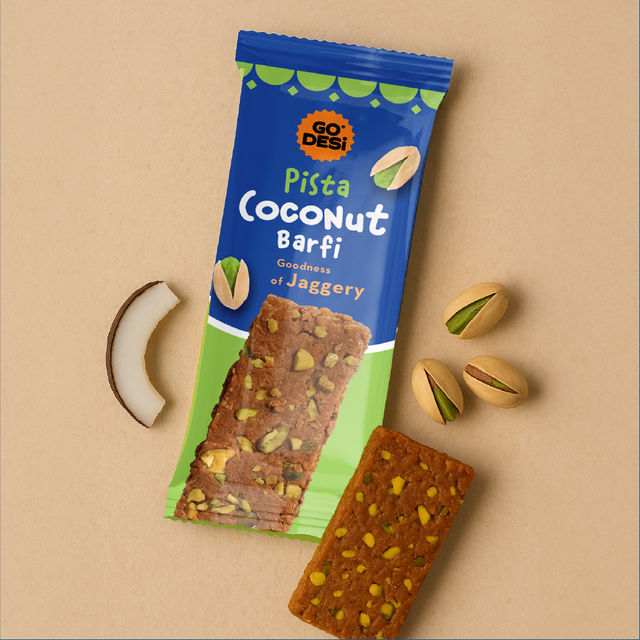 Pista Coconut Barfi, 8 Pcs | Burfi | Sweets | By GO DESi