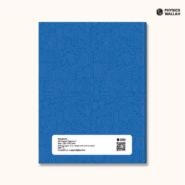 PW Doodle Notebook | 120 pgs | Single Line, 4 Line with Gap & 1 cm Square | Set of 6 | Blue