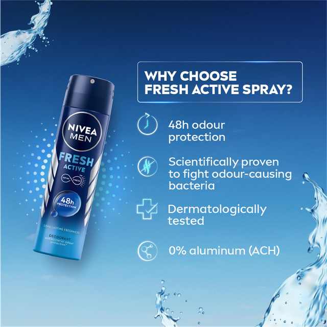 Nivea Men Deodorant Fresh Active 48h Long lasting Freshness 150 ml Combo