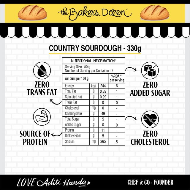 The Baker's Dozen Country Sourdough No Palm Oil No Preservative