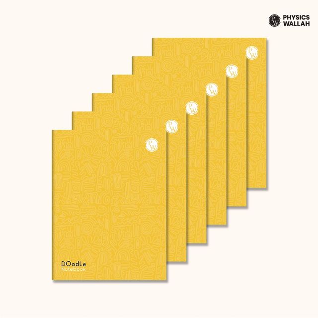 PW Doodle Notebook | 120 pgs | 5 Line with Gap, 4 Line with Gap & 1 cm Square | Set of 6 | Yellow