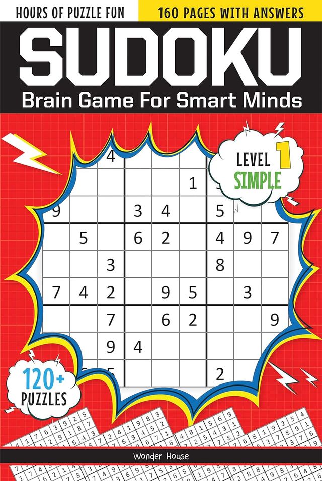 Sudoku - Brain Games For Smart Minds Level 1 Simple : Brain Booster Puzzles For Kids 120+ Fun Games
