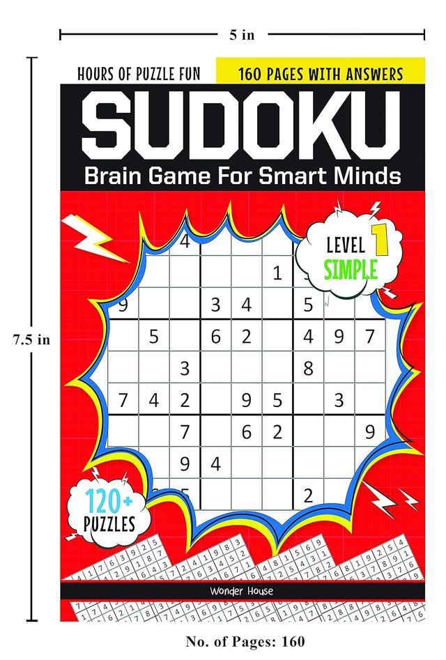 Sudoku - Brain Games For Smart Minds Level 1 Simple : Brain Booster Puzzles For Kids 120+ Fun Games