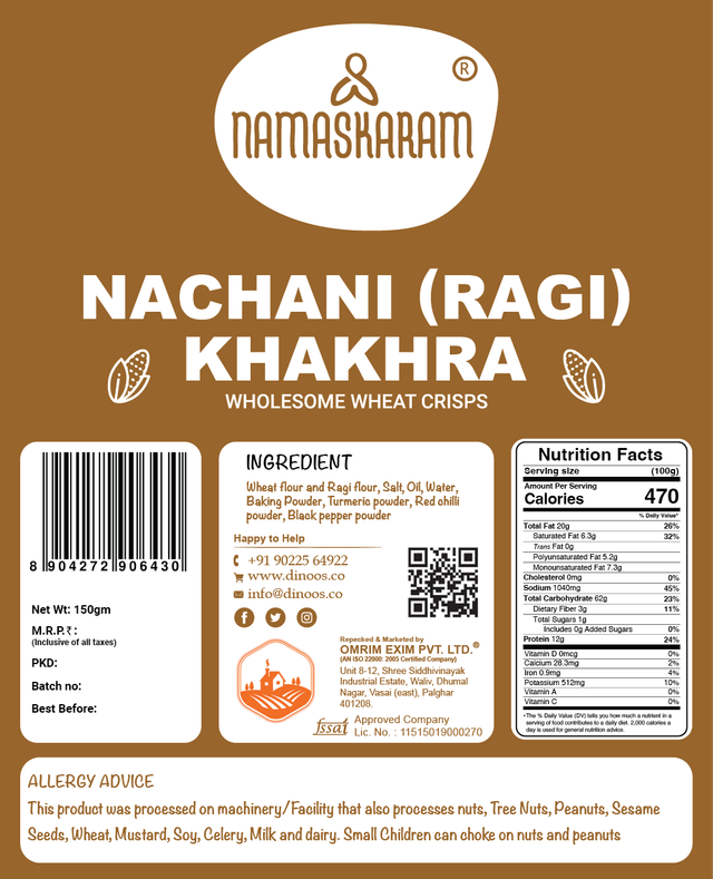 Namaskaram Nachani | Ragi Khakhra
