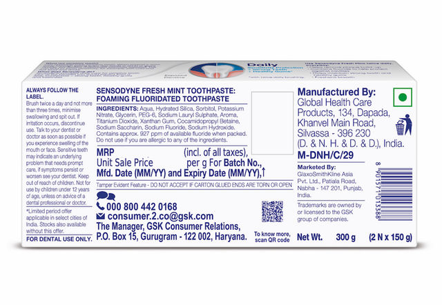 Sensodyne Fresh Mint Toothpaste Value Pack