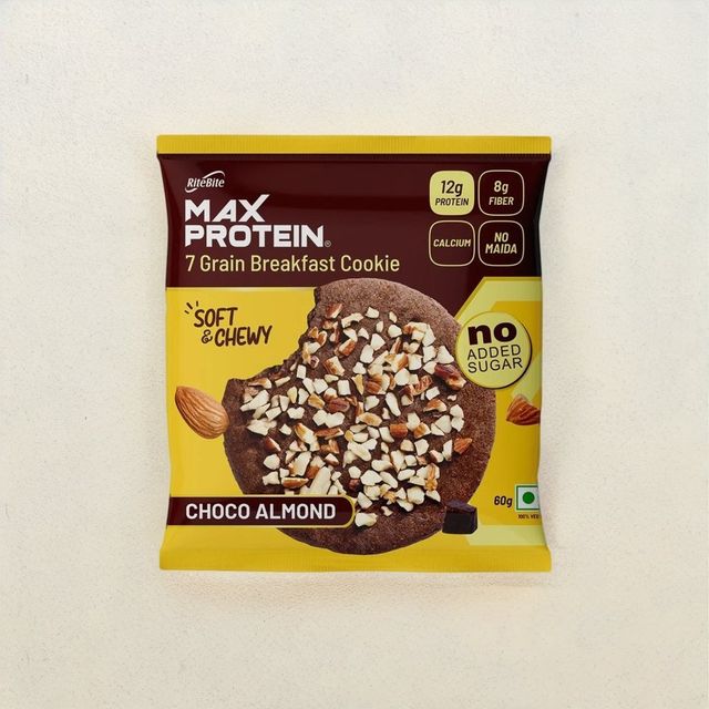 Ritebite Max Protein Cookie Choco Almond, Sugar Free Premium Biscuit Cookies