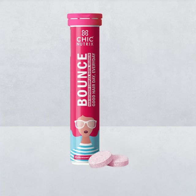 Chicnutrix Bounce Biotin For Hair Growth & Shine with Selenium & Amino Acids - Raspberry Effervescent Tablets