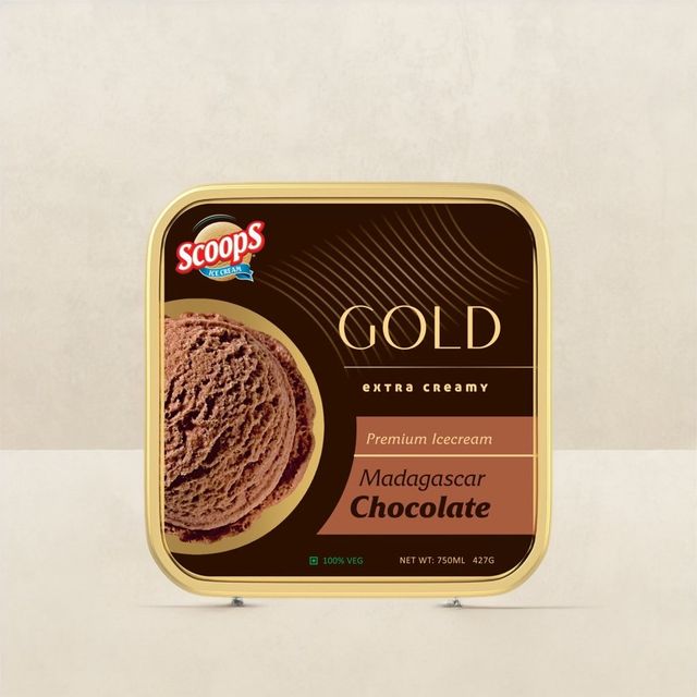 Scoops Madagascar Chocolate Gold Ice Cream Tub