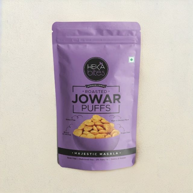 Heka Bites Roasted Jowar Puffs Majestic Masala - Low Calorie & Healthy Snacks