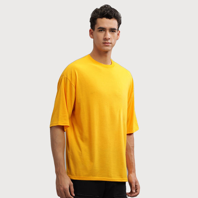 Buy De Tees Men's Oversize T-shirt | M-OST-YELLOW-FIGURES | Yellow
