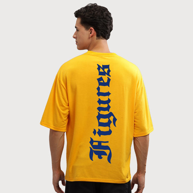 Buy De Tees Men's Oversize T-shirt | M-OST-YELLOW-FIGURES | Yellow