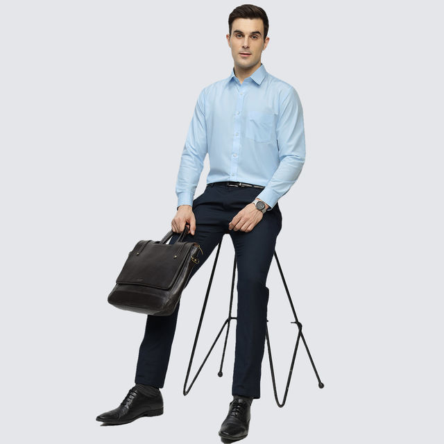 Buy English Navy Men's Cotton Solid Slim Fit Spread Collar Button