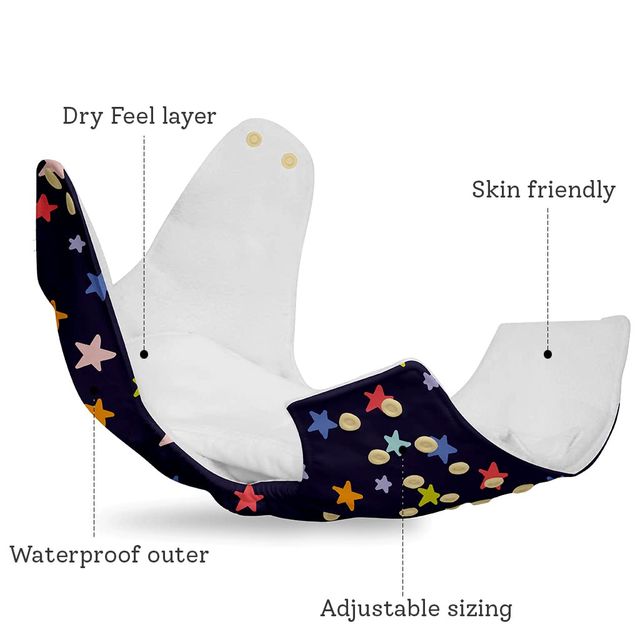 SuperBottoms Reusable Cloth Diaper Freesize Rash Free For Kids Shell 7 Pads Assorted 0-3 Yrs