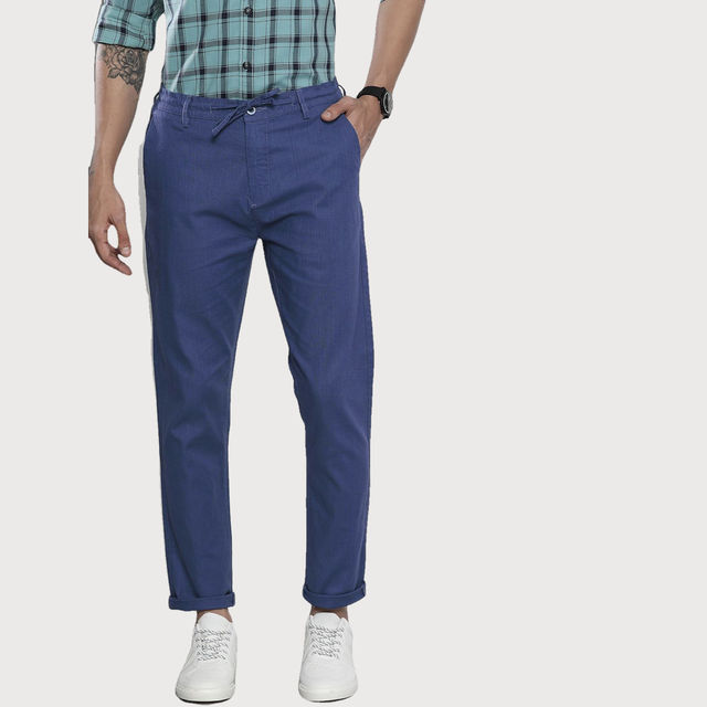 The Indian Garage Co Men's Slim Fit Solid Casual Linen Trousers