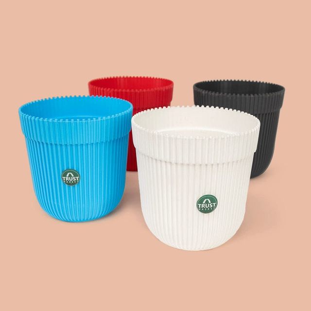 TrustBasket Rim Pot - 5 Inch Tabletop Planters | Plastic Pots for Home & Garden