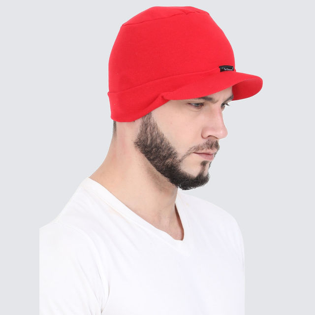 Buy Fabseasons Unisex Solid Cotton Skull Cap | Red - Free Size