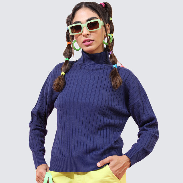 Tokyo Talkies Women's Self Design High Neck Sweater - Buy at ₹594