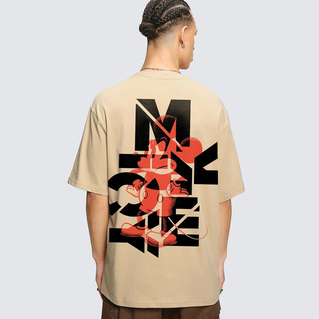 Bewakoof Men's Disney Mickey Graphic Printed Oversized T-shirt