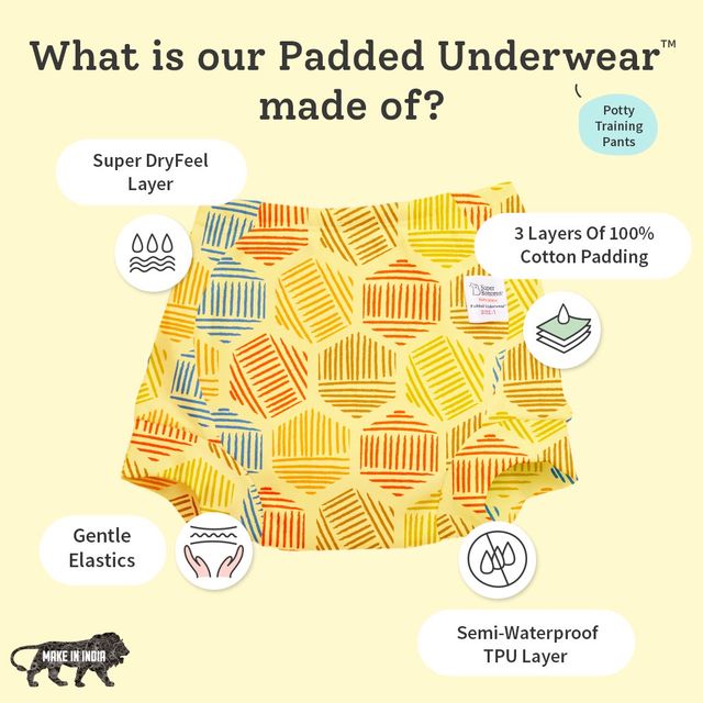 Super Bottoms Padded Underwear Potty Training For Kids | Multicolour | 1 - 2 years