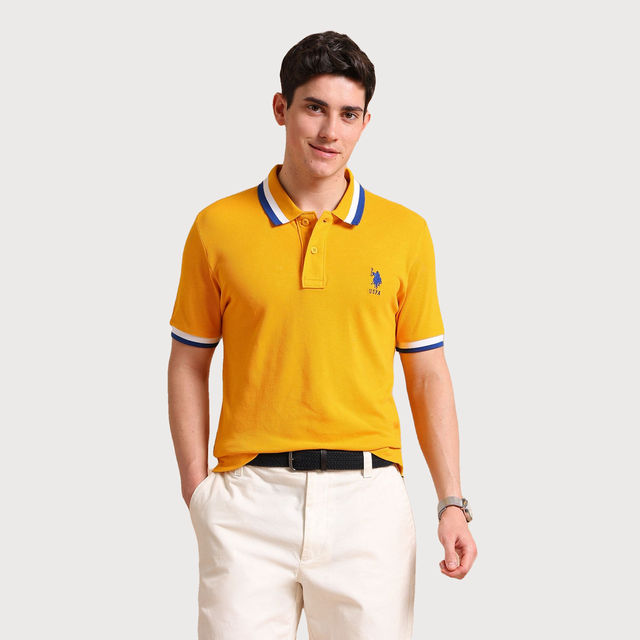 Buy U.S. Polo Assn. Men's Heritage Tipped Polo Shirt | Mustard - M