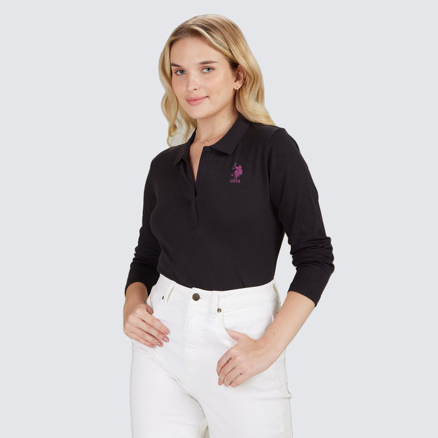 トップス KDG POLO LS SHIRT BLACK Buy U.S. Polo Assn. Women's Long Sleeve Cotton Polo Shirt | Black