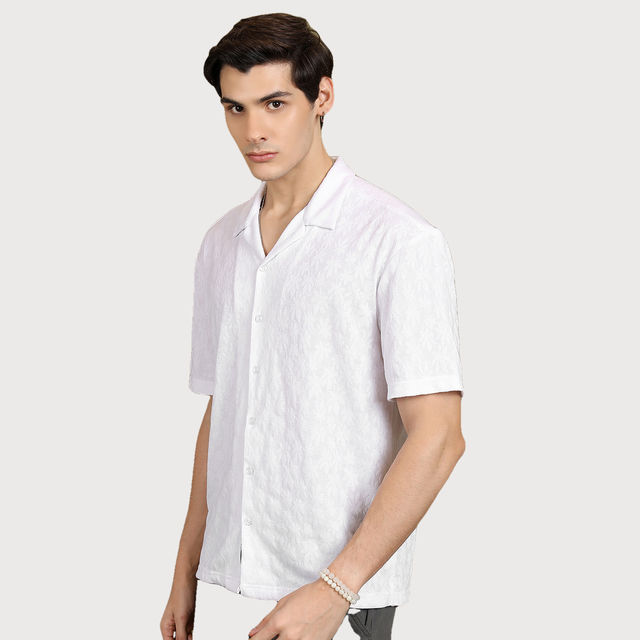 HIGHLANDER Men's Reg Collar Half Sleeve All Over Printed Oversized