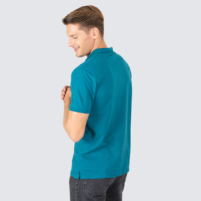 Buy Lux Cozi Men's Solid Cotton Polo T-shirt | Emerald - M Online