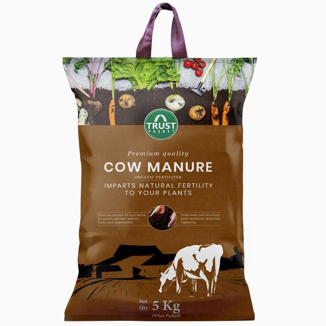 TrustBasket 5 Kg Organic Cow Dung Manure | Fertilizer for Plants & Home Gardening Soil Enrichment