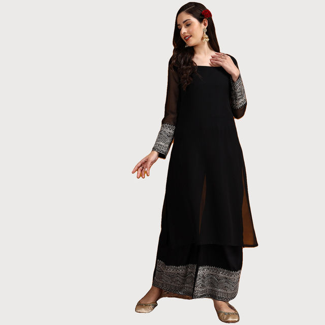 Embroidered Georgette Kurta Palazzo Set, Lucknowi at ₹ 999/set in Lucknow