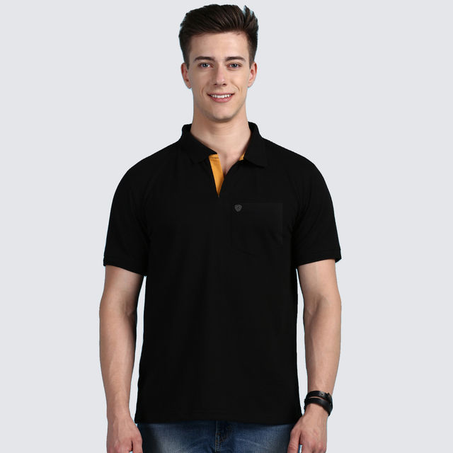 Lux Cozi Men's Solid Cotton Polo T-shirt with Pocket - Buy at