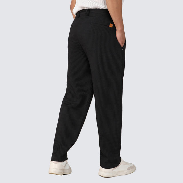 Campus Sutra Men's Onyx Textured Graph Check Trousers - Buy at