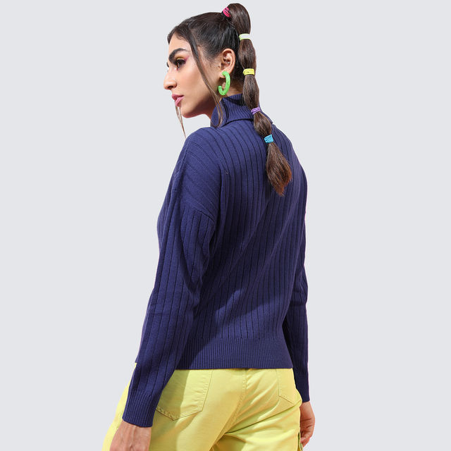Tokyo Talkies Women's Self Design High Neck Sweater - Buy at ₹594