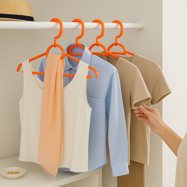 Sinco Elita Plastic Cloth Hanger - Pack of 3 pcs - Orange