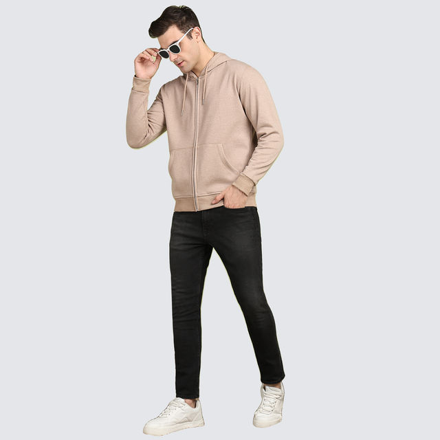 Alan Jones Clothing Men's Solid Zipper Hooded Sweatshirt - Buy at