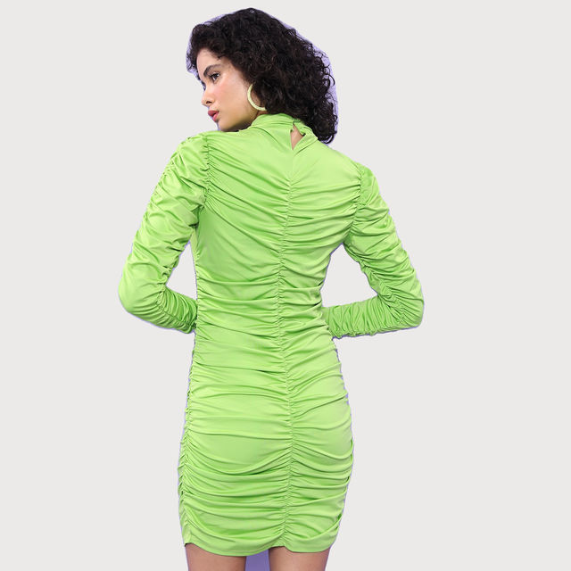 Buy Ketch Women's High Neck Puff Sleeve Gathered Ruched Bodycon Dress | Green - L Online - Price @ 286 | Instant Delivery | Zepto Buy Ketch Women's High Neck Puff Sleeve Gathered Ruched Bodycon Dress | Green - L Online - Price @ 286 | Instant Delivery | Zepto