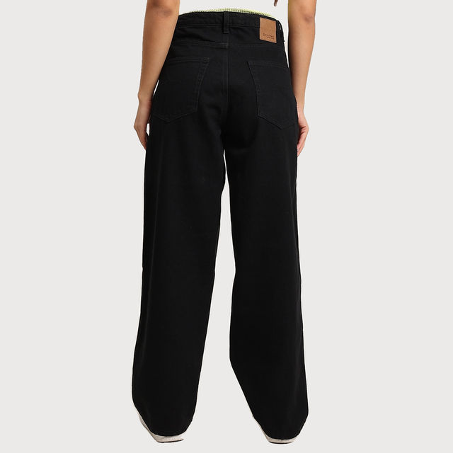 Bene Kleed Women Black Baggy Denim Trousers 36 - Buy at ₹2805