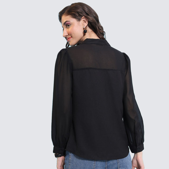 Buy Tokyo Talkies Women's Collar Puff Sleeve Shirt Style Top