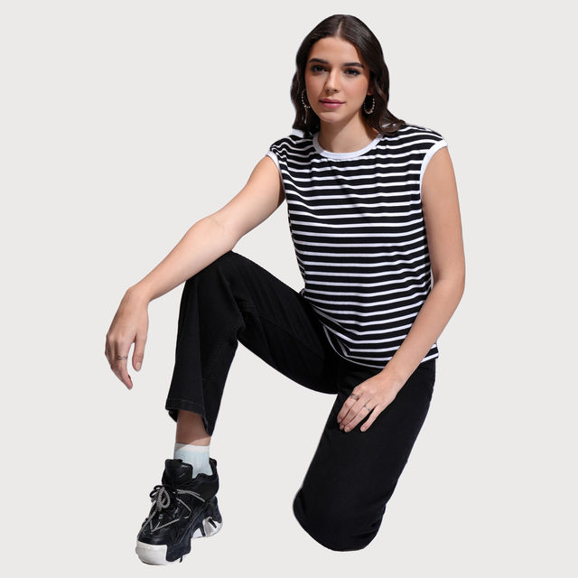 Buy Tokyo Talkies Women's Striped Regular Fit Sleeveless Top