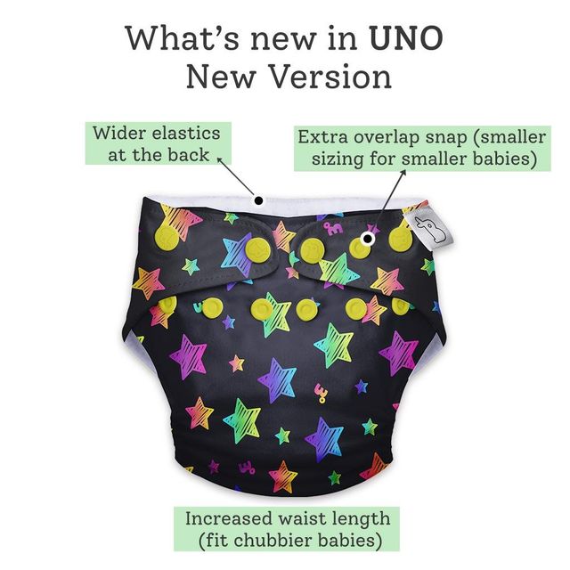 Super Bottoms New Uno Cloth Diaper For Kids | Multicolour | Free Size (0 - 3 years)