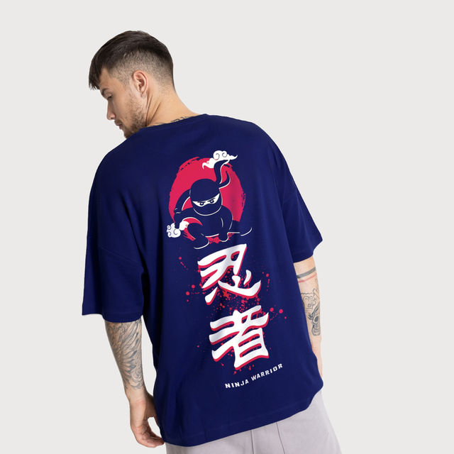 Buy De Tees Men's Oversize T-shirt | M-OST-NAVY-NINJA | Navy - L