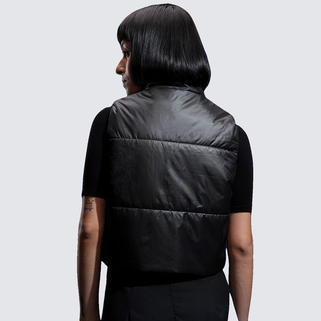 Buy Tokyo Talkies Women's Solid Crop Puffer Jacket | Black - M