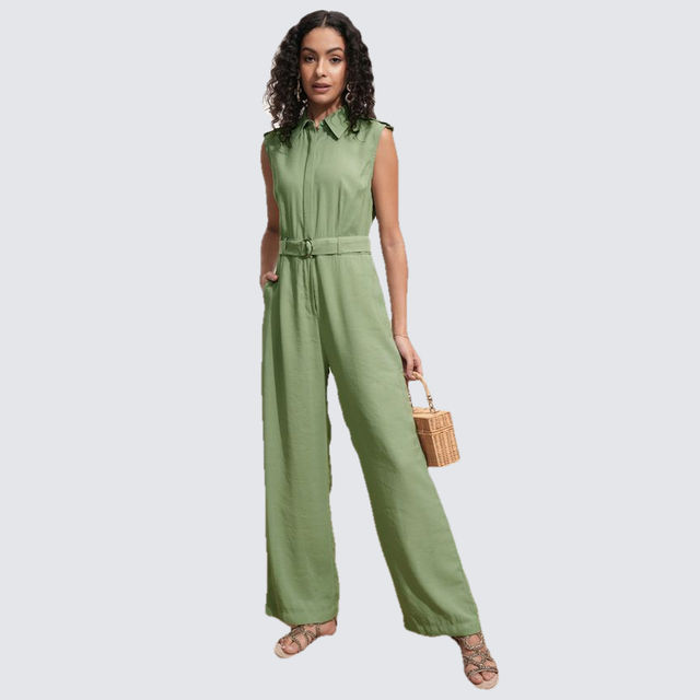 Tokyo Talkies Women's Solid Sleeveless Regualr Fit Jumpsuit - Buy