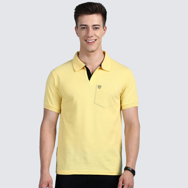 Lux Cozi Men's Solid Cotton Polo T-shirt with Pocket - Buy at